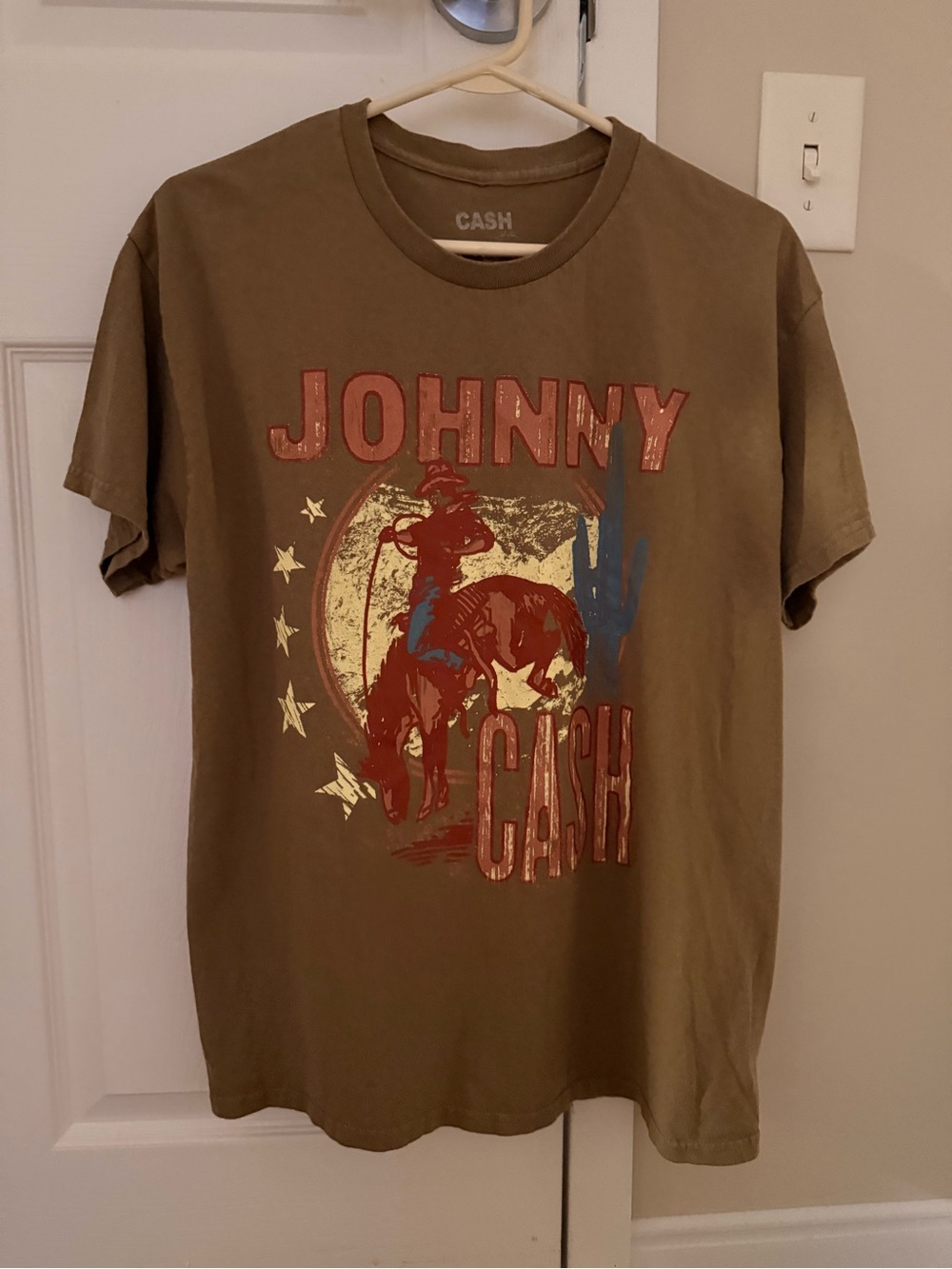 Vintage Johnny Cash Shirt Men’s Large Brown Western Country Music Tee
